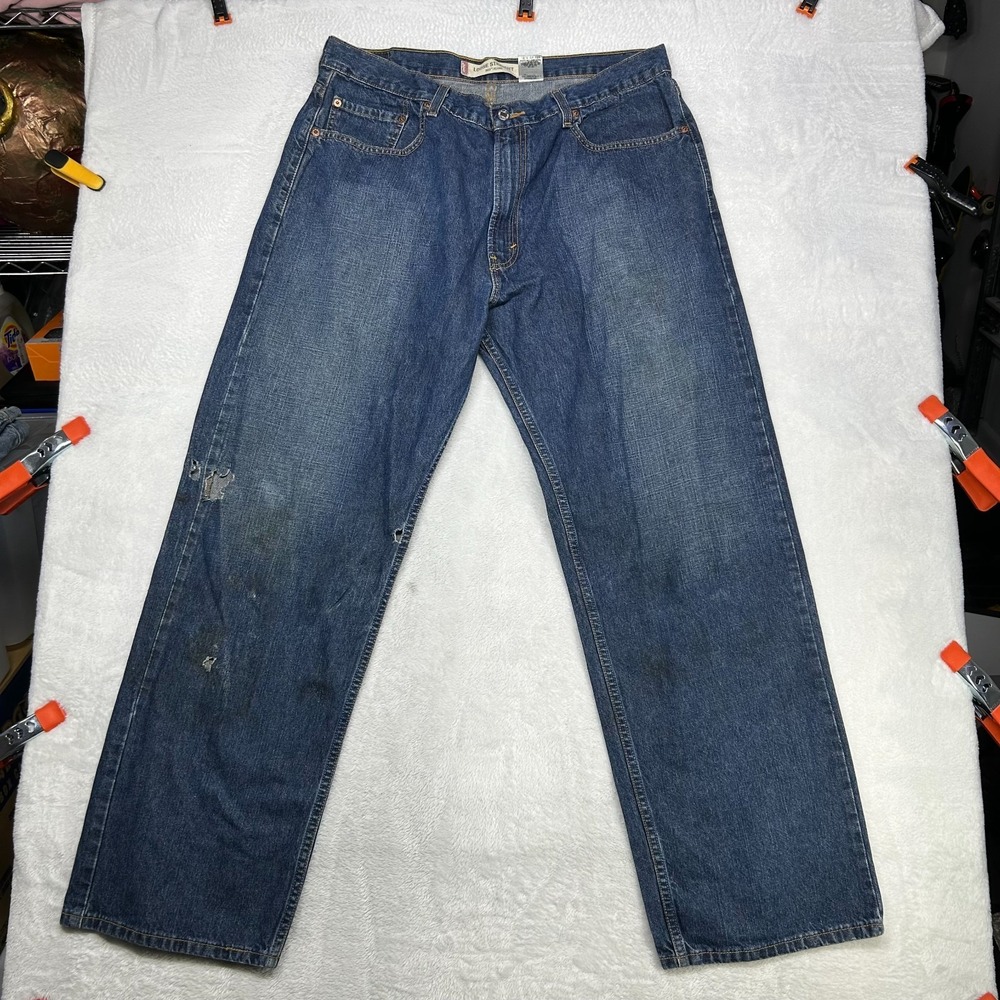 Levi's 569‎ Loose Straight Jeans Men's 36X32.5 Blue Denim Mid Rise Y2K - Flaws